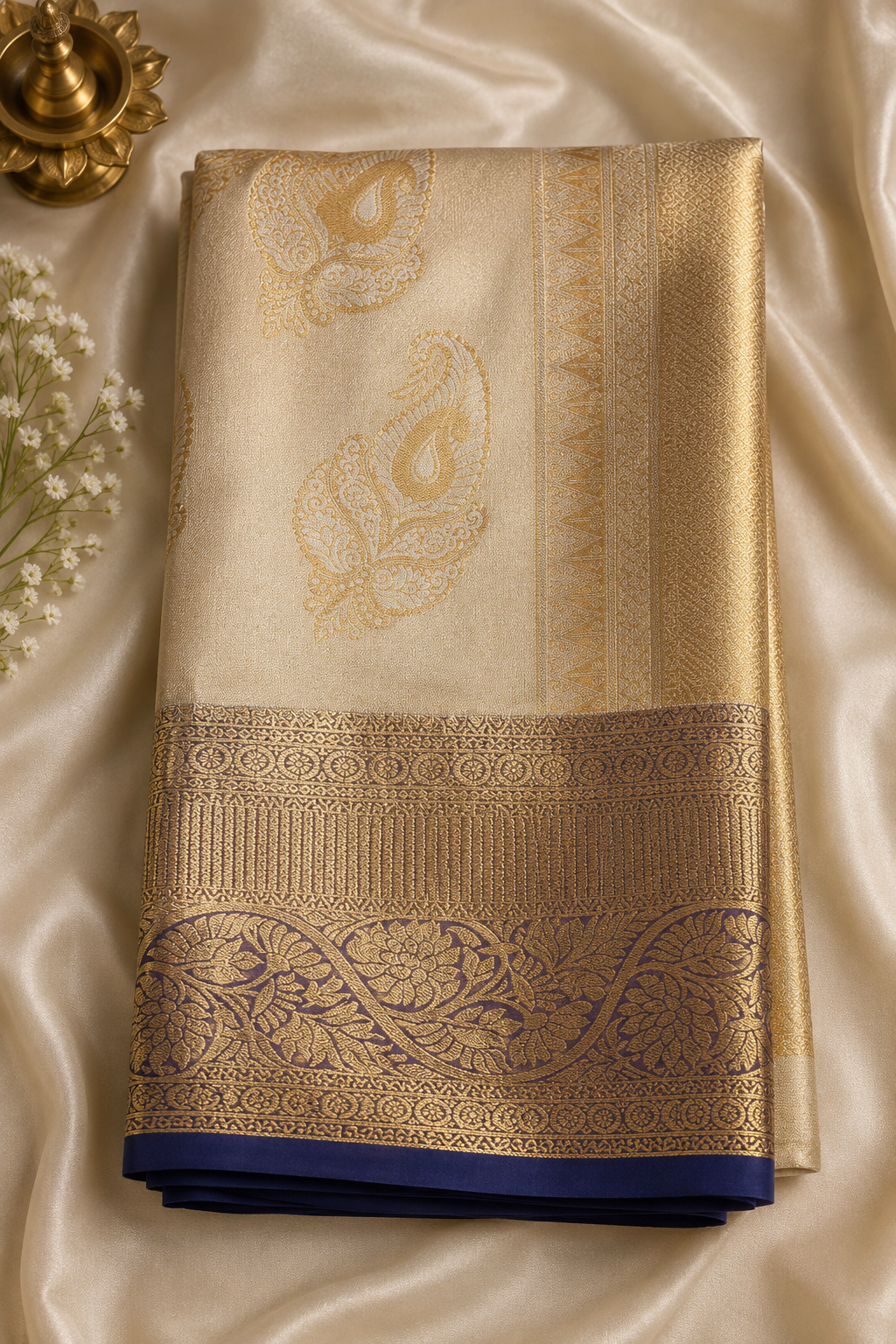 Antique Gold Bridal Fancy Silk Saree – Premium Wedding Collection Description