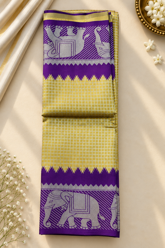 Kanchi Pattu Silk Saree β Rich Contrast Pallu & Blouse