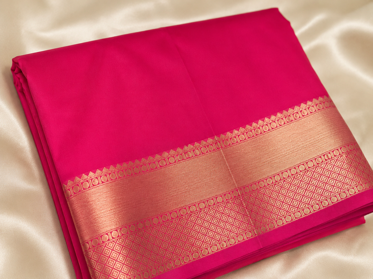 Golden Beige & Rani Pink Wedding Tissue Silk Saree – Premium Bridal Collection