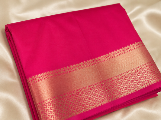 Golden Beige & Rani Pink Wedding Tissue Silk Saree – Premium Bridal Collection
