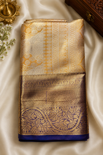 Antique Gold Bridal Fancy Silk Saree – Premium Wedding Collection  Description
