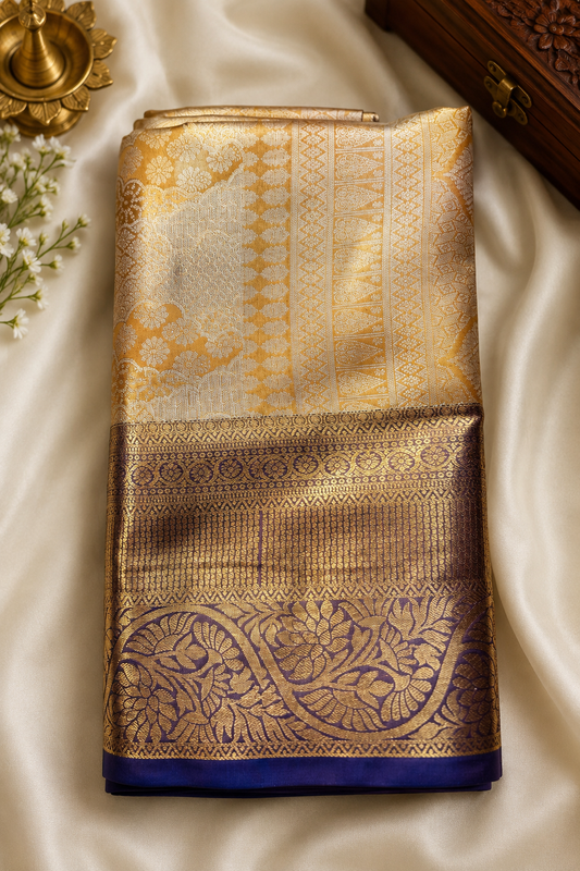 Antique Gold Bridal Fancy Silk Saree – Premium Wedding Collection  Description