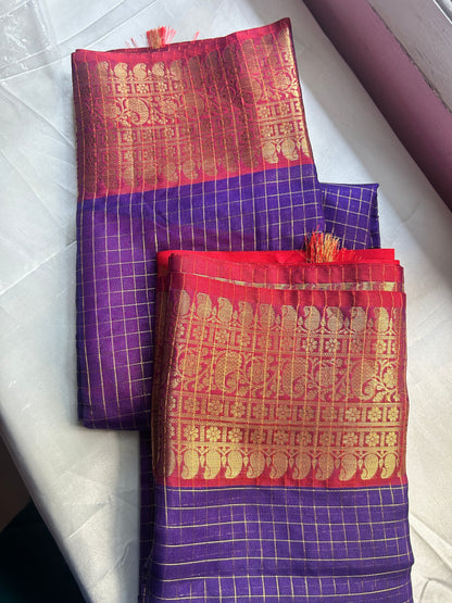 Vintage Silk Saree with Contrast Zari Border