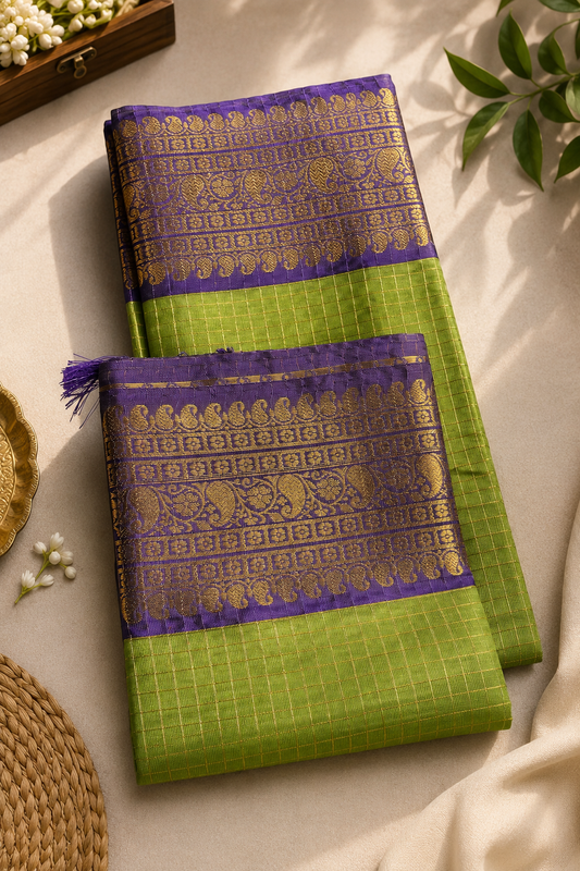 Vintage Silk Saree with Contrast Zari Border