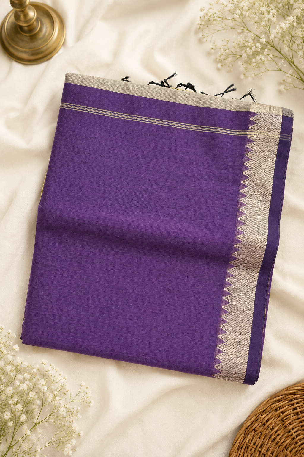 PURE MANGALAGIRI COTTON SAREE – ROYAL PURPLE