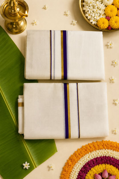 Puliyilakkara Kasavu Single Set Mundu | White Kerala Kasavu Mundu