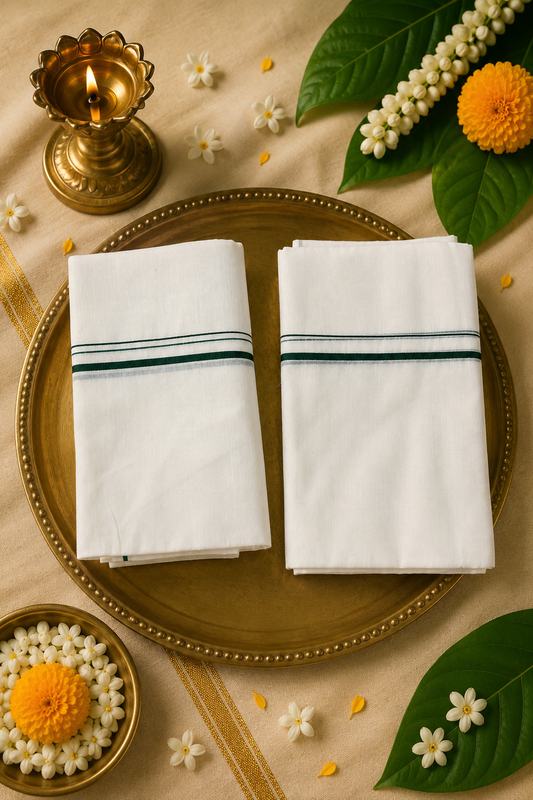 Puliyilakkara Cotton Set Mund | Traditional Kerala Set Mund | Multiple Border Colours
