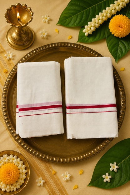 Puliyilakkara Cotton Set Mund | Traditional Kerala Set Mund | Multiple Border Colours