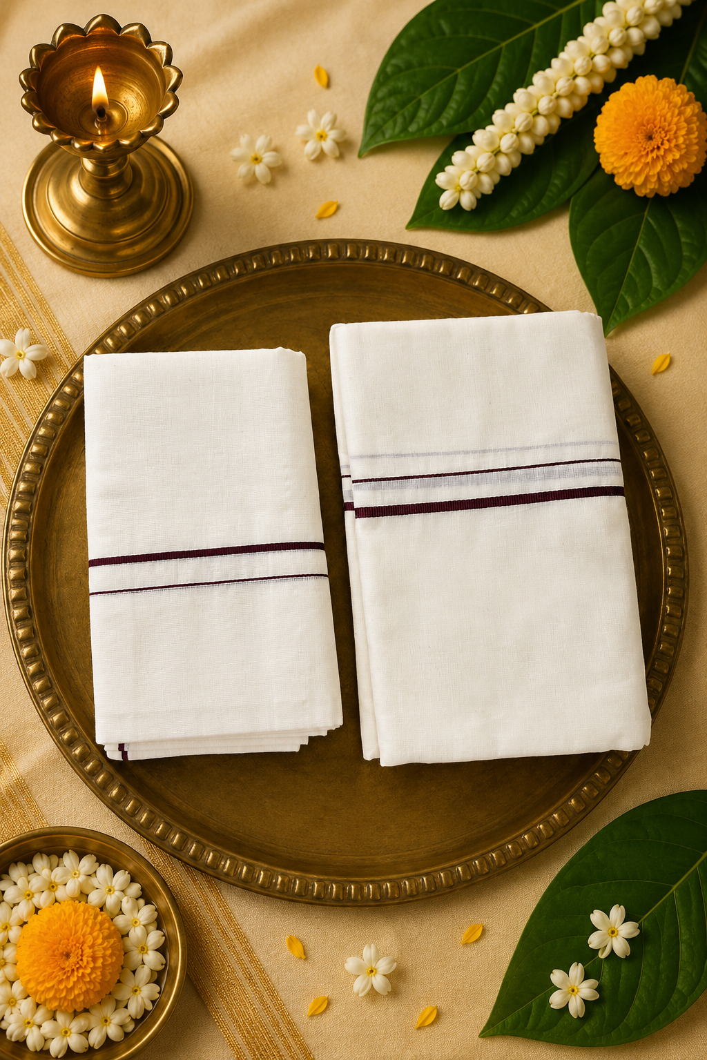 Puliyilakkara Cotton Set Mund | Traditional Kerala Set Mund | Multiple Border Colours
