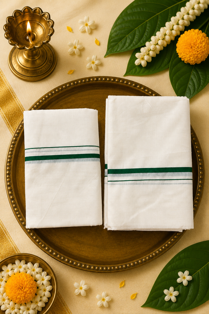 Puliyilakkara Cotton Set Mund | Traditional Kerala Set Mund | Multiple Border Colours