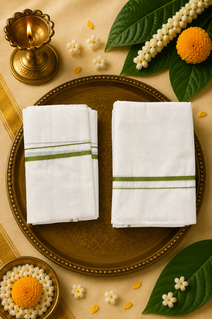 Puliyilakkara Cotton Set Mund | Traditional Kerala Set Mund | Multiple Border Colours