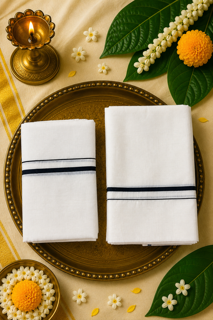 Puliyilakkara Cotton Set Mund | Traditional Kerala Set Mund | Multiple Border Colours