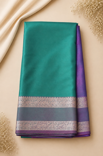 Purple & Magenta Soft Cotton Saree with Woven Border