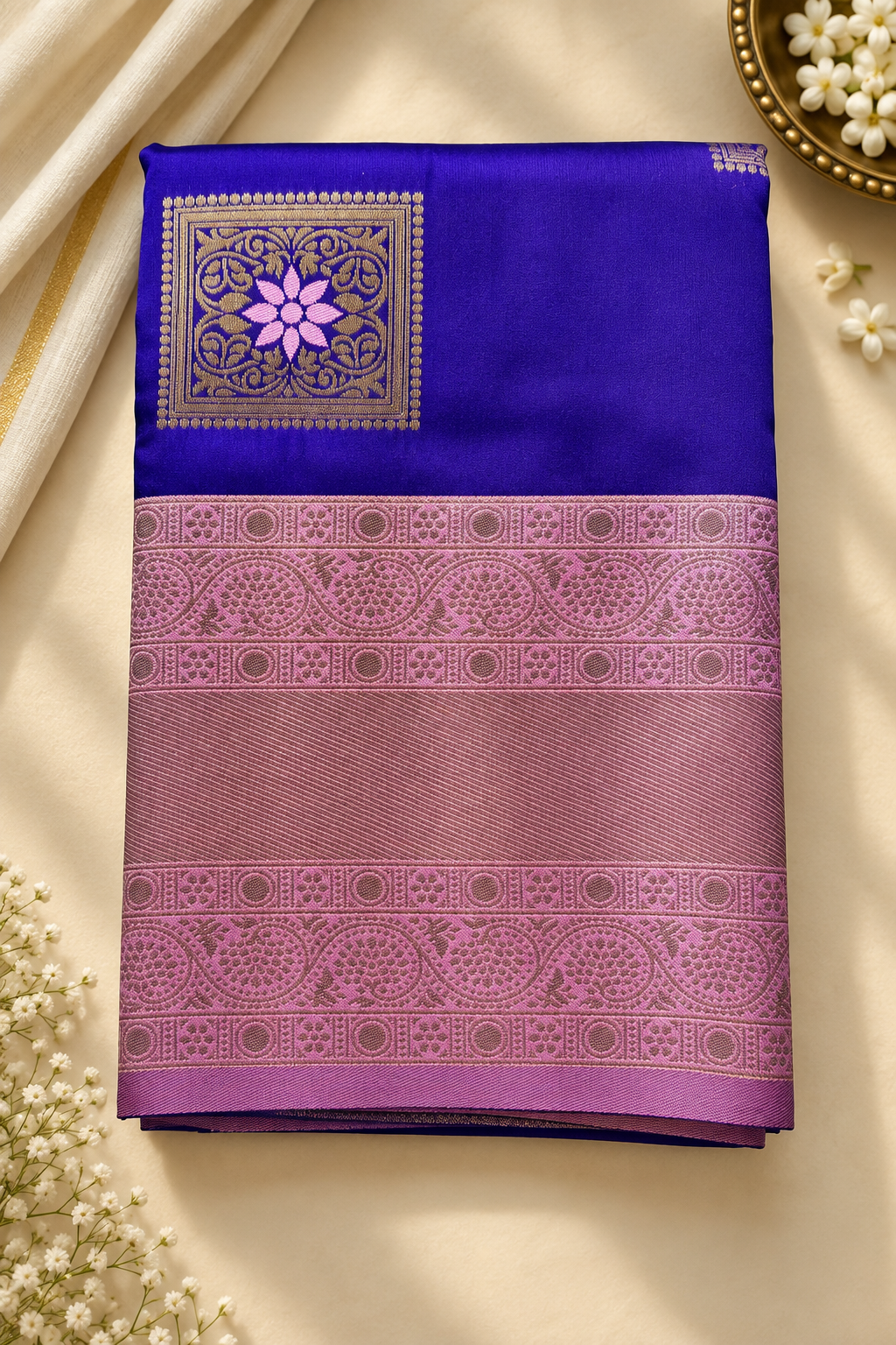 Elegant Floral Zari Kanchi Pattu Silk Saree