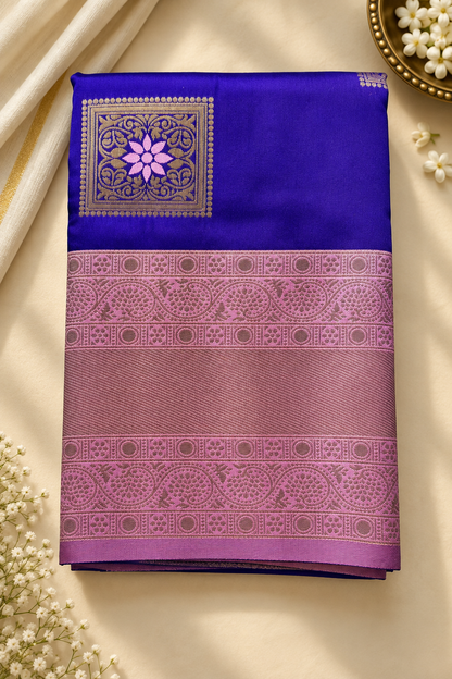 Elegant Floral Zari Kanchi Pattu Silk Saree