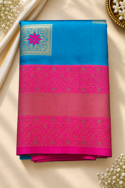 Elegant Floral Zari Kanchi Pattu Silk Saree