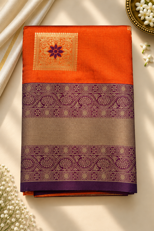 Elegant Floral Zari Kanchi Pattu Silk Saree