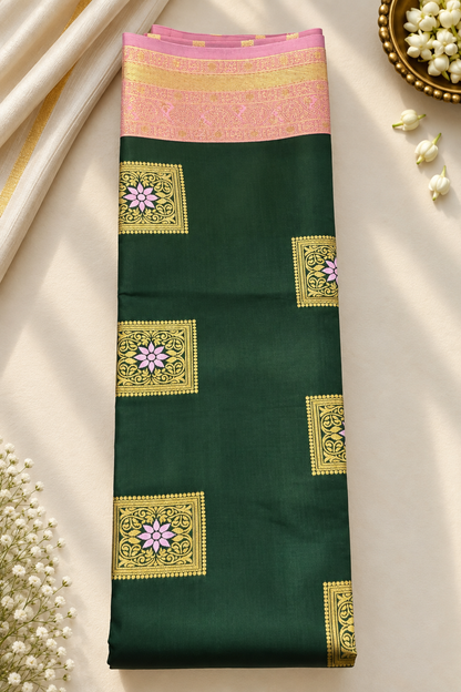 Elegant Floral Zari Kanchi Pattu Silk Saree