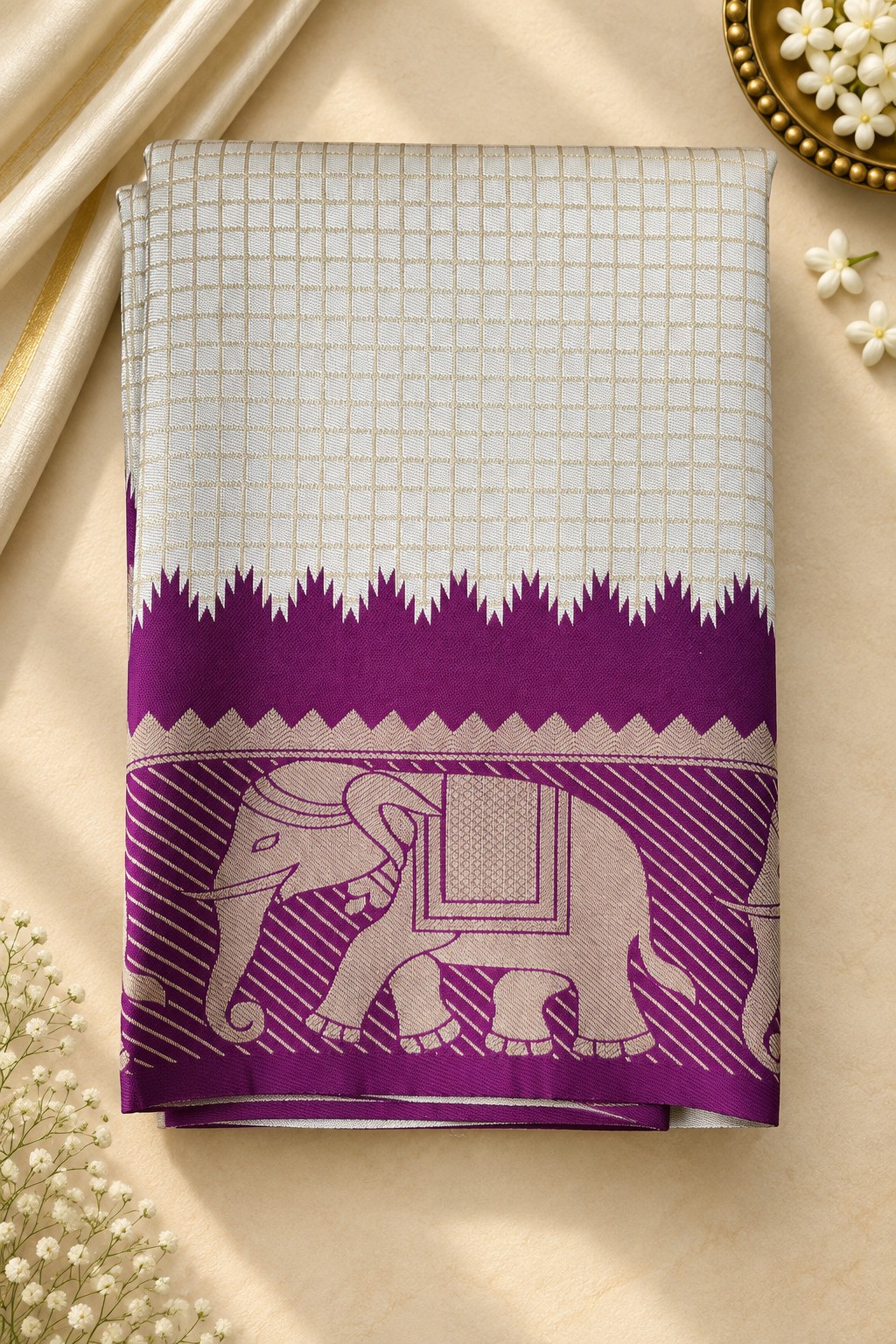 Kanchi Pattu Silk Saree – Rich Contrast Pallu & Blouse