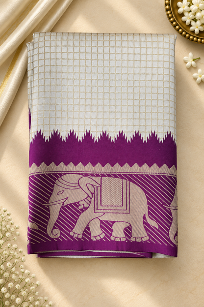 Kanchi Pattu Silk Saree – Rich Contrast Pallu & Blouse