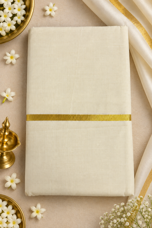 Classic Kasavu Saree – Single Gold Zari Border