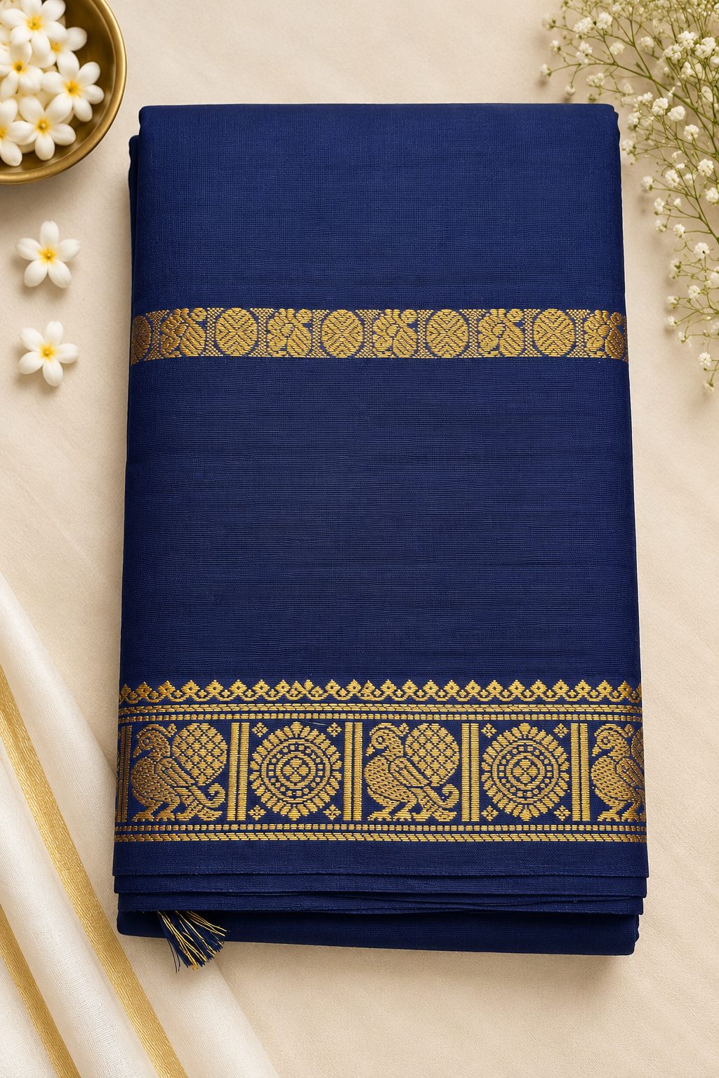 Premium Kanchi Cotton Saree – Traditional Zari Elegance