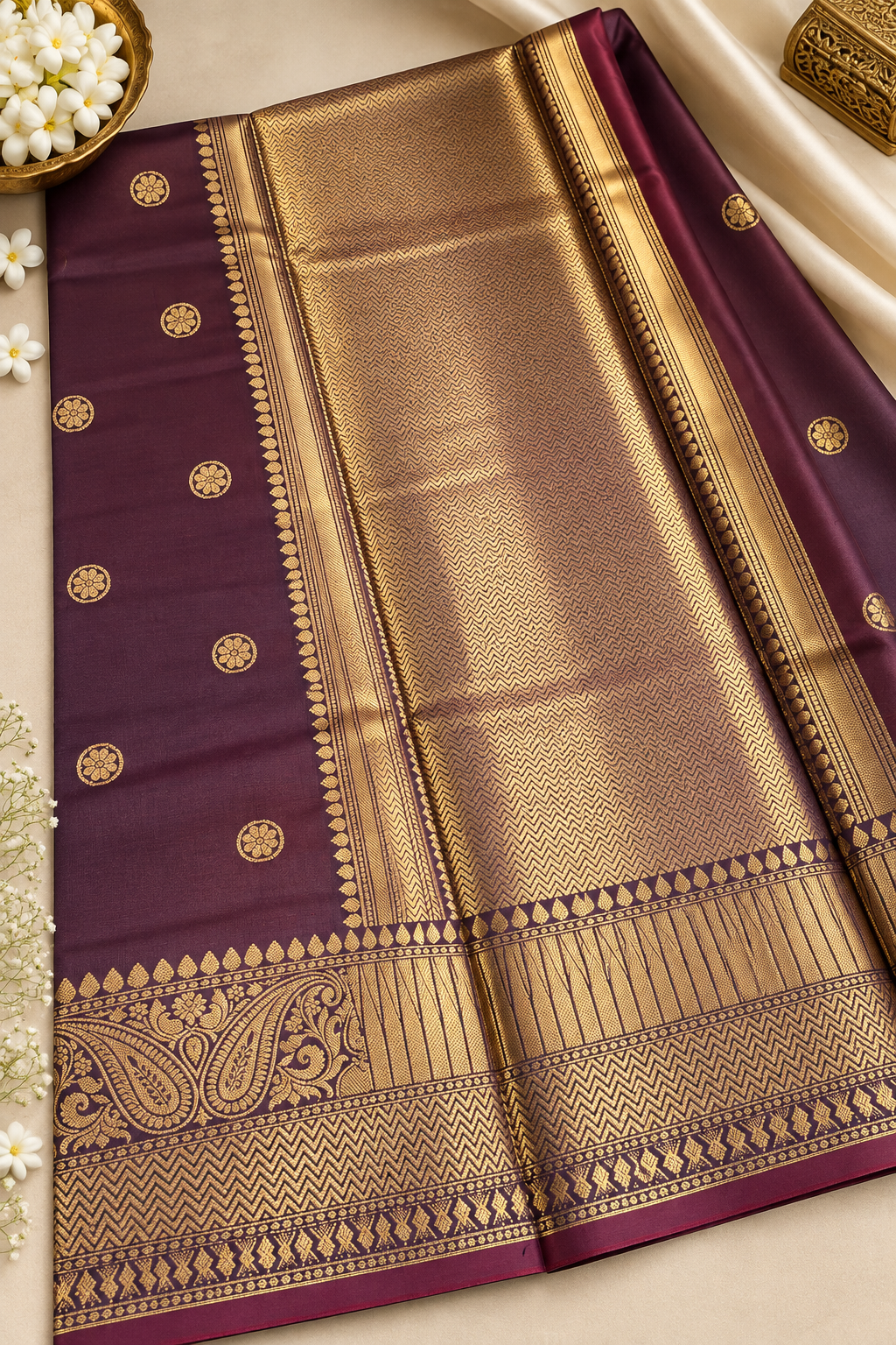 Banarasi Zari Silk Saree for Wedding & Festive Wear – Coffee Brown, Blue Purple, Blue & Red