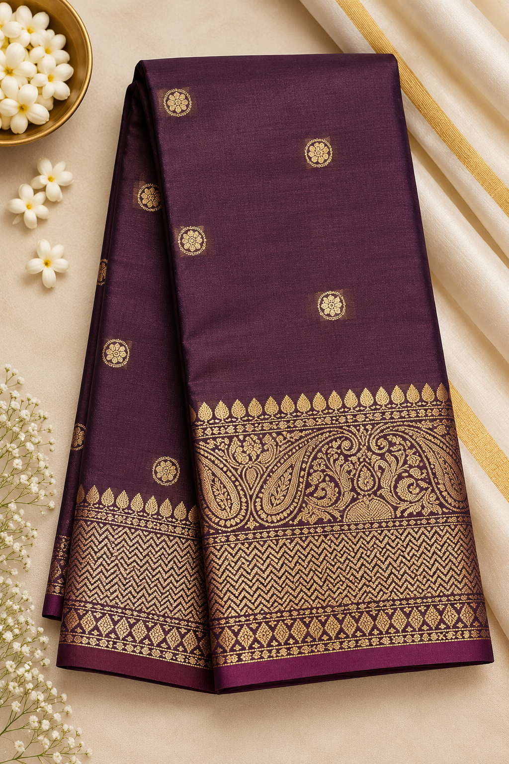 Banarasi Zari Silk Saree for Wedding & Festive Wear – Coffee Brown, Blue Purple, Blue & Red