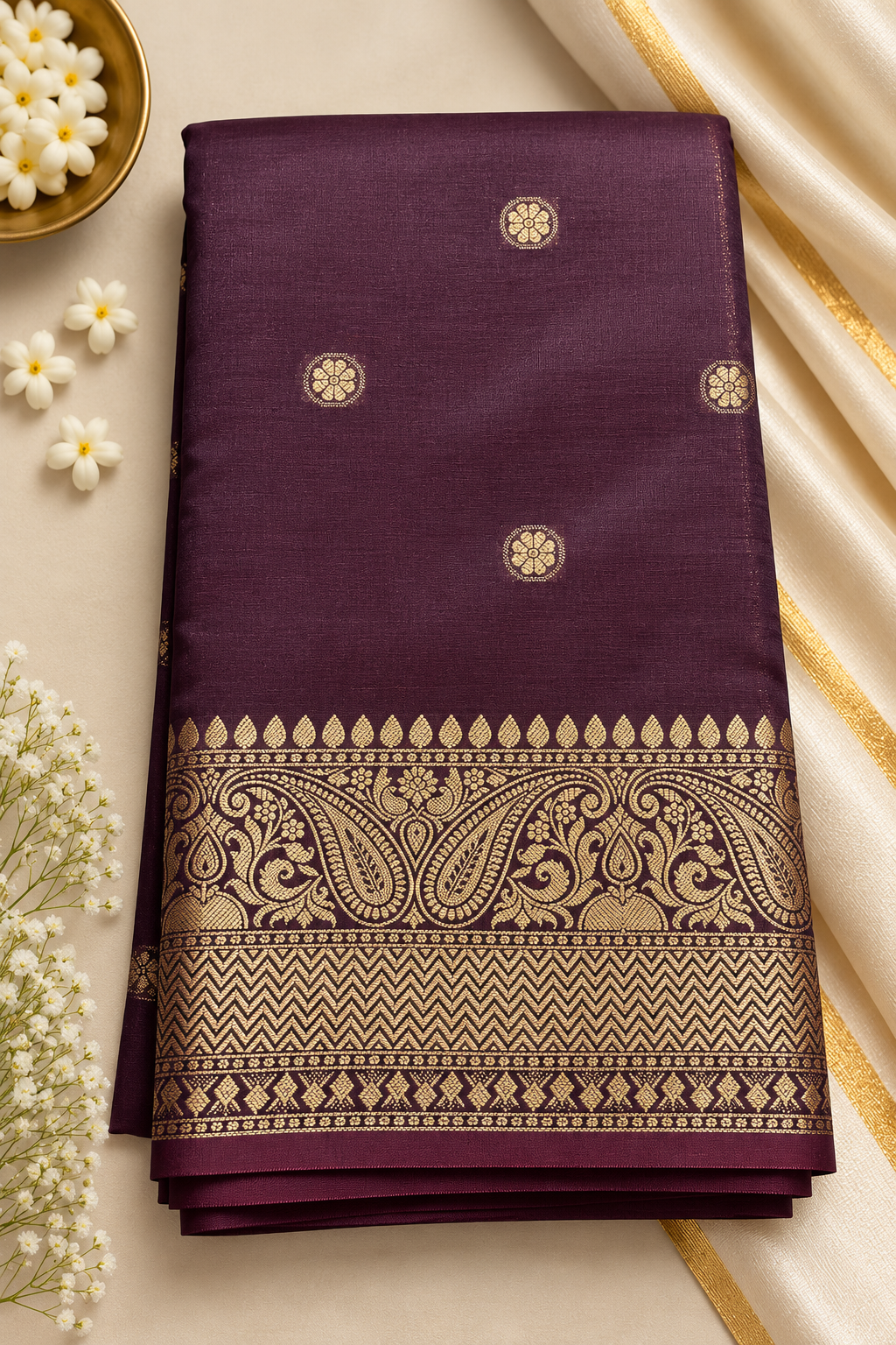 Banarasi Zari Silk Saree for Wedding & Festive Wear – Coffee Brown, Blue Purple, Blue & Red