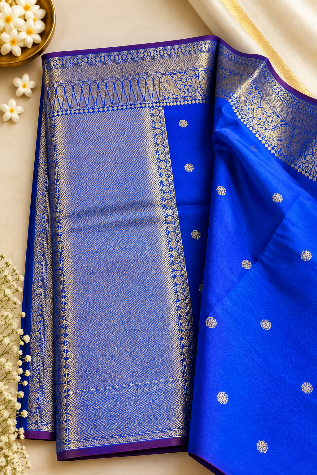 Banarasi Zari Silk Saree for Wedding & Festive Wear – Coffee Brown, Blue Purple, Blue & Red