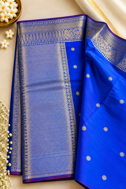 Banarasi Zari Silk Saree for Wedding & Festive Wear – Coffee Brown, Blue Purple, Blue & Red