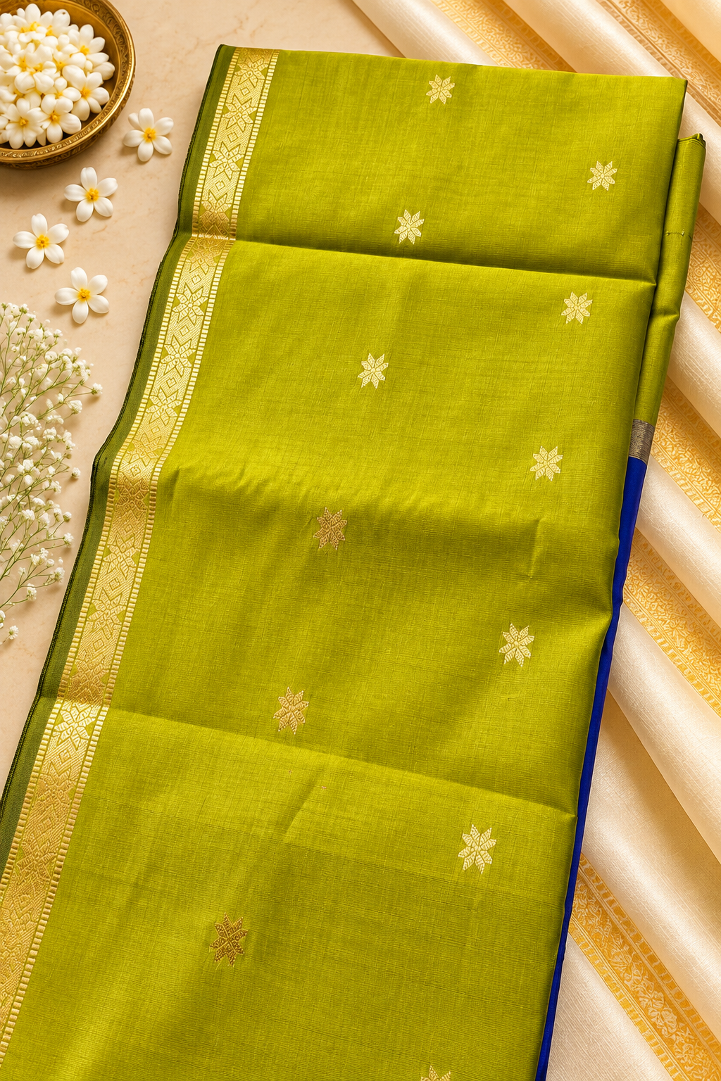 Budget-Friendly Banarasi Silk Saree with Zari Floral Motifs & Rich Woven Border