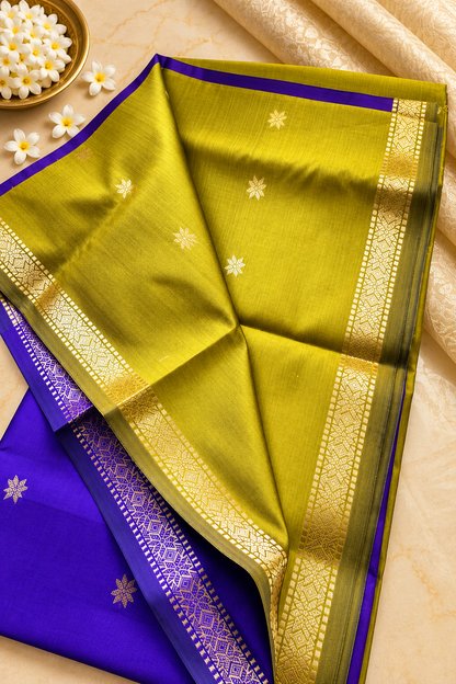 Budget-Friendly Banarasi Silk Saree with Zari Floral Motifs & Rich Woven Border