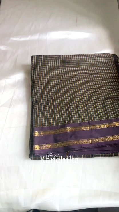 Classic Arani Pattu Cotton Saree | Checked Weave with Rich Zari Border | 4 Colour Variants