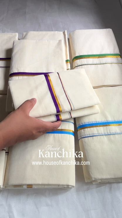 Puliyilakkara Kasavu Single Set Mundu | White Kerala Kasavu Mundu