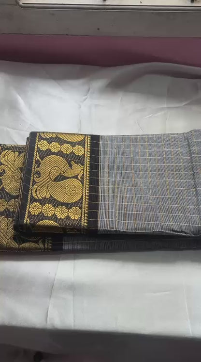 Pure Handloom Chettinad Cotton Saree | Traditional Checks | Everyday & Office Wear