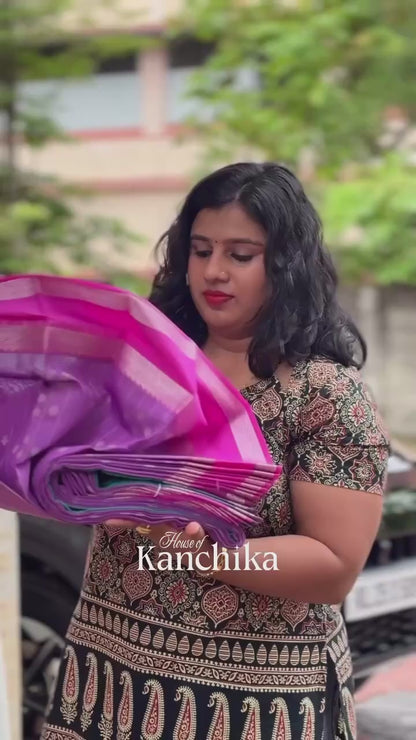 Purple & Magenta Soft Cotton Saree with Woven Border